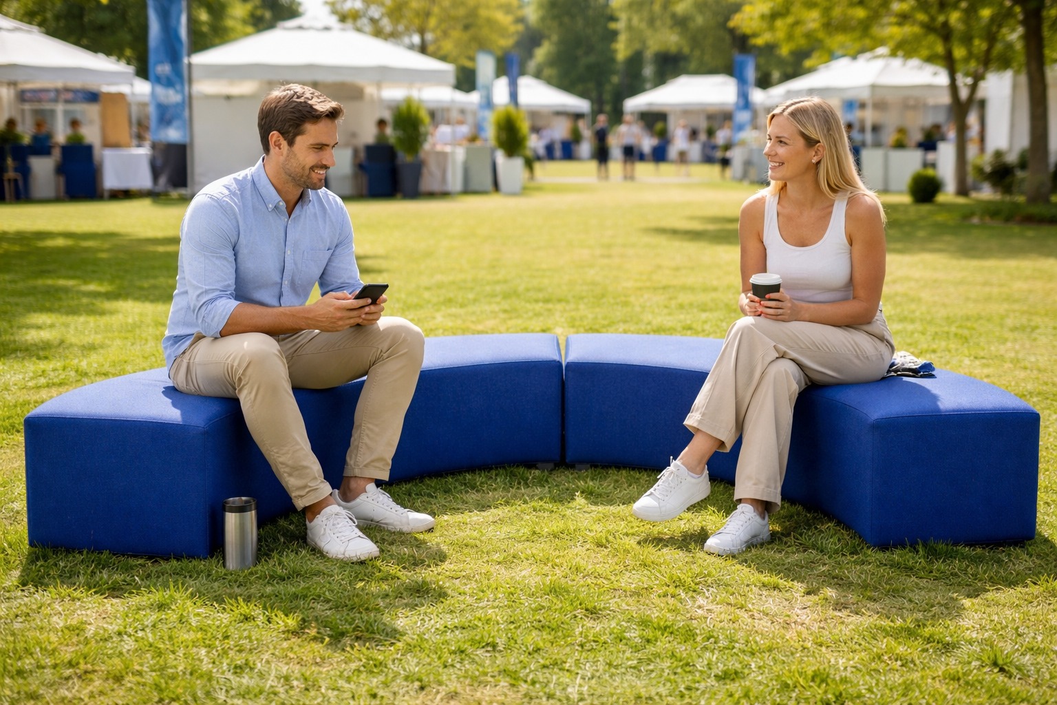 Randare bancă modulară în parc